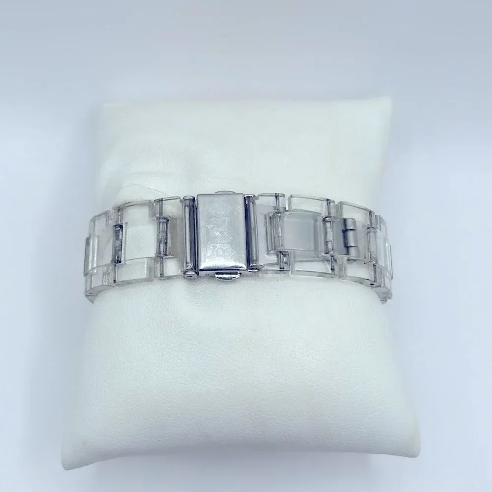 Working! Relic Rhinestone Bezel Clear Plastic Band Ladies Watch